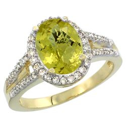 Natural 2.72 ctw lemon-quartz & Diamond Engagement Ring 14K Yellow Gold - REF-53W2K