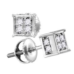 0.24 CTW Diamond Square Cluster Screwback Earrings 10KT White Gold - REF-19M4H