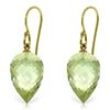 Genuine 19 ctw Green Amethyst Earrings Jewelry 14KT Yellow Gold - REF-28F4Z