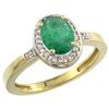 Image 1 : Natural 1.08 ctw Emerald & Diamond Engagement Ring 10K Yellow Gold - REF-31K7R