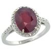 Image 1 : Natural 3.66 ctw Ruby & Diamond Engagement Ring 14K White Gold - REF-39M7H