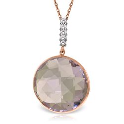 Genuine 18.08 ctw Amethyst & Diamond Necklace Jewelry 14KT Rose Gold - REF-65N8R