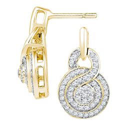 0.50 CTWDiamond Circle Cluster Earrings 10KT Yellow Gold - REF-40Y4X