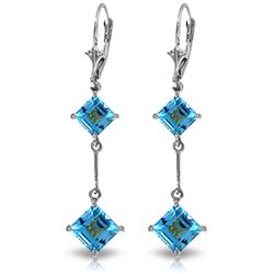 Genuine 3.75 ctw Blue Topaz Earrings Jewelry 14KT White Gold - REF-30Z6N