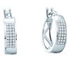 Image 1 : 0.16 CTW Diamond Triple Row Hoop Earrings 10KT White Gold - REF-22W4K