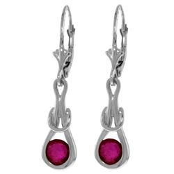 Genuine 1.30 ctw Ruby Earrings Jewelry 14KT White Gold - REF-54Z5N