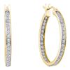 Image 1 : 0.25 CTW Diamond In/Out Hoop Earrings 14KT Yellow Gold - REF-36F2N