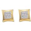 Image 1 : 0.10 CTW Diamond Square Kite Cluster Screwback Earrings 10KT Yellow Gold - REF-13Y4X