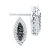 Image 1 : 0.33 CTW Black Color Diamond Oval Cluster Screwback Earrings 10KT White Gold - REF-25W4K