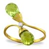 Image 1 : Genuine 2.52 ctw Peridot & Diamond Ring Jewelry 14KT Yellow Gold - REF-25X6M