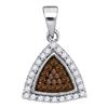 Image 1 : 0.30 CTW Cognac-brown Color Diamond Triangle Cluster Pendant 10KT White Gold - REF-14F9N