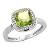 Image 1 : Natural 3.94 ctw Peridot & Diamond Engagement Ring 10K White Gold - REF-30K9R