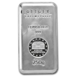 Genuine 250 gram Fine Silver Bar - Geiger Security Series