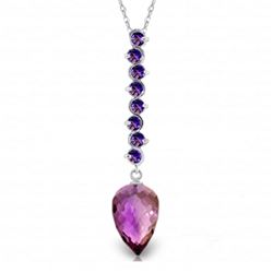 Genuine 11.05 ctw Amethyst Necklace Jewelry 14KT White Gold - REF-40K8V