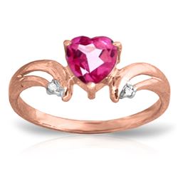 Genuine 0.96 ctw Pink Topaz & Diamond Ring Jewelry 14KT Rose Gold - REF-42F2Z