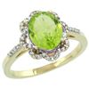 Image 1 : Natural 2.24 ctw Peridot & Diamond Engagement Ring 10K Yellow Gold - REF-30G2M