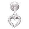 Image 1 : 0.20 CTW Diamond Small Heart Dangle Screwback Earrings 10KT White Gold - REF-18Y2X