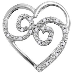 0.05 CTW Diamond Curled Heart Pendant 10KT White Gold - REF-8Y9X