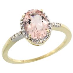 Natural 1.2 ctw Morganite & Diamond Engagement Ring 10K Yellow Gold - REF-21G5M