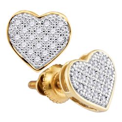 0.10 CTW Diamond Heart Stud Earrings 10KT Yellow Gold - REF-9N7F