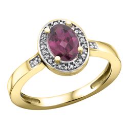 Natural 1.08 ctw Rhodolite & Diamond Engagement Ring 14K Yellow Gold - REF-31R7Z