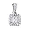 0.50 CTWDiamond Square Cluster Pendant 14KT White Gold - REF-49H5M