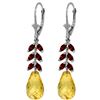 Genuine 11.20 ctw Citrine & Garnet Earrings Jewelry 14KT White Gold - REF-56N2R