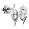 0.25 CTW Diamond 2-stone Hearts Together Stud Earrings 14KT White Gold - REF-26Y3X