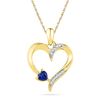 0.04 CTW Created Blue Sapphire Heart Love Pendant 10KT Yellow Gold - REF-13F4N
