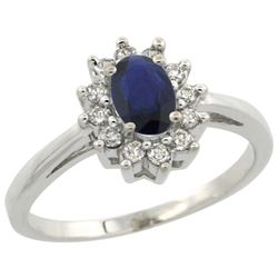 Natural 0.82 ctw Blue-sapphire & Diamond Engagement Ring 10K White Gold - REF-21M5H