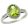 Image 1 : Natural 1.49 ctw Peridot & Diamond Engagement Ring 10K White Gold - REF-26K3R