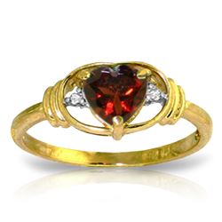 Genuine 0.96 ctw Garnet & Diamond Ring Jewelry 14KT Yellow Gold - REF-40K3V