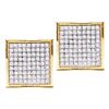 Image 1 : 0.05 CTW Diamond Square Cluster Stud Earrings 10KT Yellow Gold - REF-4M5H