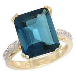 Natural 5.48 ctw London-blue-topaz & Diamond Engagement Ring 10K Yellow Gold - REF-41W3K