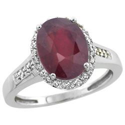 Natural 2.49 ctw Ruby & Diamond Engagement Ring 10K White Gold - REF-37R3Z