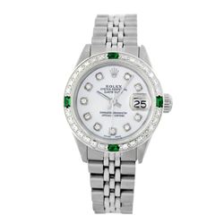 Rolex Pre-owned 26mm Womens Custom White MOP Stainless Steel - REF-470K3X