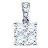 Image 1 : 0.71 CTW Diamond Square Cluster Charm Pendant 18KT White Gold - REF-97H4M