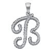 Image 1 : 0.17 CTW Diamond Cursive Letter B Pendant 10KT White Gold - REF-14X9Y