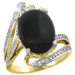 Natural 3.5 ctw onyx & Diamond Engagement Ring 14K Yellow Gold - REF-86F5N