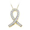 Image 1 : 0.10 CTW Diamond Ribbon Symbol Pendant 10KT Yellow Gold - REF-8X3Y