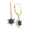 Image 1 : 0.27 CTW Blue Color Diamond Star Cluster Dangle Earrings 10KT Yellow Gold - REF-22W4K