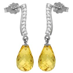 Genuine 4.78 ctw Citrine & Diamond Earrings Jewelry 14KT White Gold - REF-46P2H