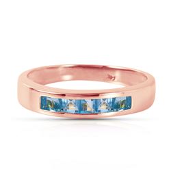 Genuine 0.60 ctw Blue Topaz Ring Jewelry 14KT Rose Gold - REF-46X2M