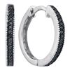 Image 1 : 0.10 CTW Black Color Diamond Hoop Earrings 10KT White Gold - REF-12X2Y