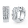 Image 1 : 0.25 CTW Diamond Huggie Hoop Earrings 10KT White Gold - REF-37W5K