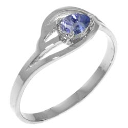 Genuine 0.30 CTW Tanzanite Ring Jewelry 14KT White Gold - REF-32F8Z