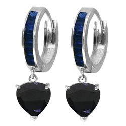 Genuine 3.95 ctw Sapphire Earrings Jewelry 14KT White Gold - REF-68M9T