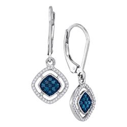 0.33 CTW Blue Color Diamond Dangle Earrings 10KT White Gold - REF-22M4H