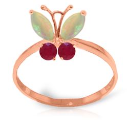 Genuine 0.70 ctw Opal & Ruby Ring Jewelry 14KT Rose Gold - REF-30A5K