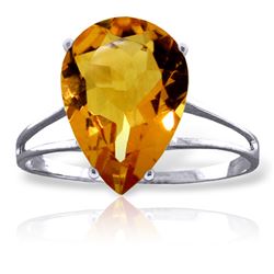 Genuine 5 ctw Citrine Ring Jewelry 14KT White Gold - REF-34Y3F